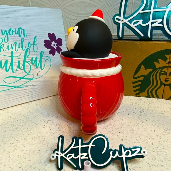LAST ONE**17oz Starbucks Penguin Lid w/Santa Bag Mug, China. - Picture 2 of 8